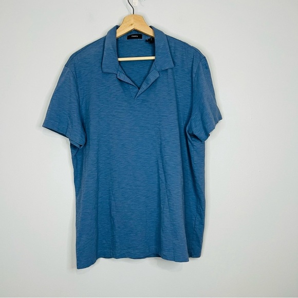 Theory Cosmos Blue Willem Casual Polo XL - Picture 2 of 6